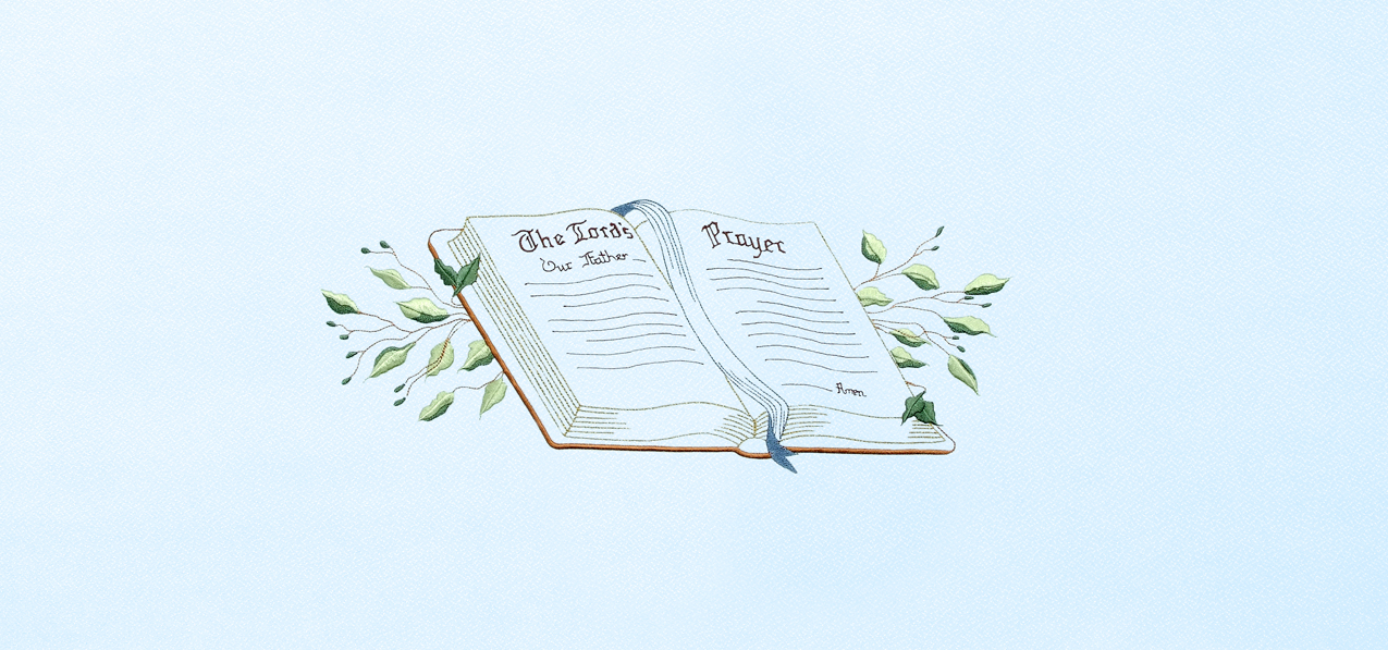 P 514 BL Bible Lords Prayer Blue Faux